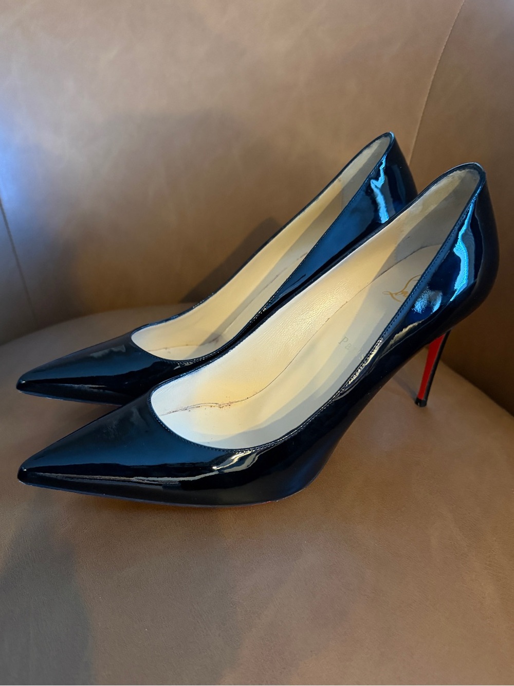 Christian Louboutin Kate 85 Black Patent Pointed-Toe